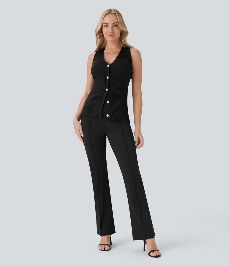 V Neck Front Skinny Work Cardigan Vest