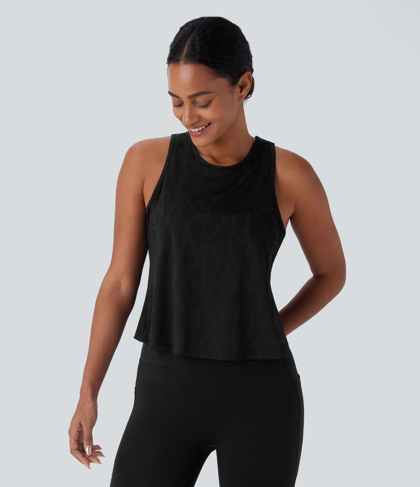 Rückenfreies Lauf-Tanktop mit überkreuztem Saum