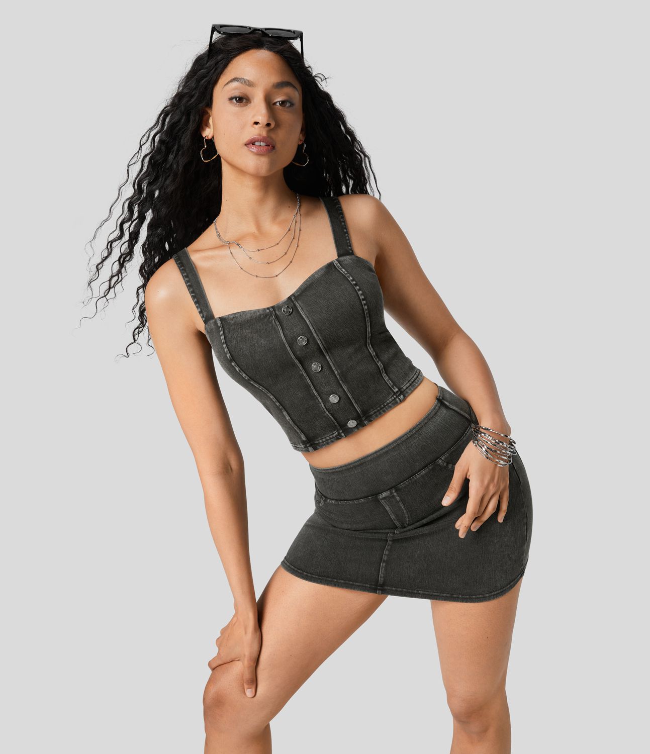 Halara Flex™ Yoga Tank Top in Thin, Stretchy Denim Knit