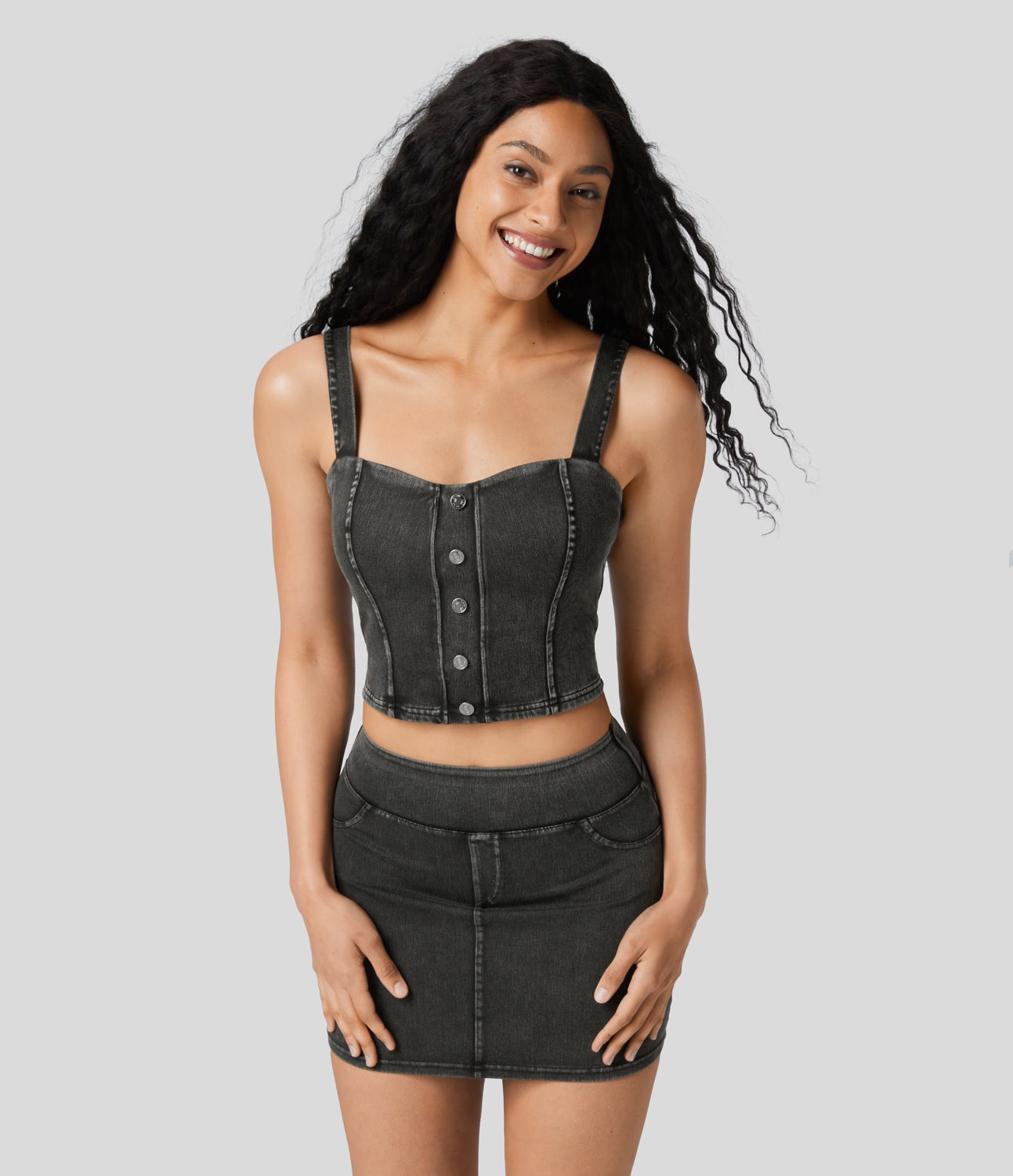 Halara Flex™ Yoga Tank Top in Thin, Stretchy Denim Knit