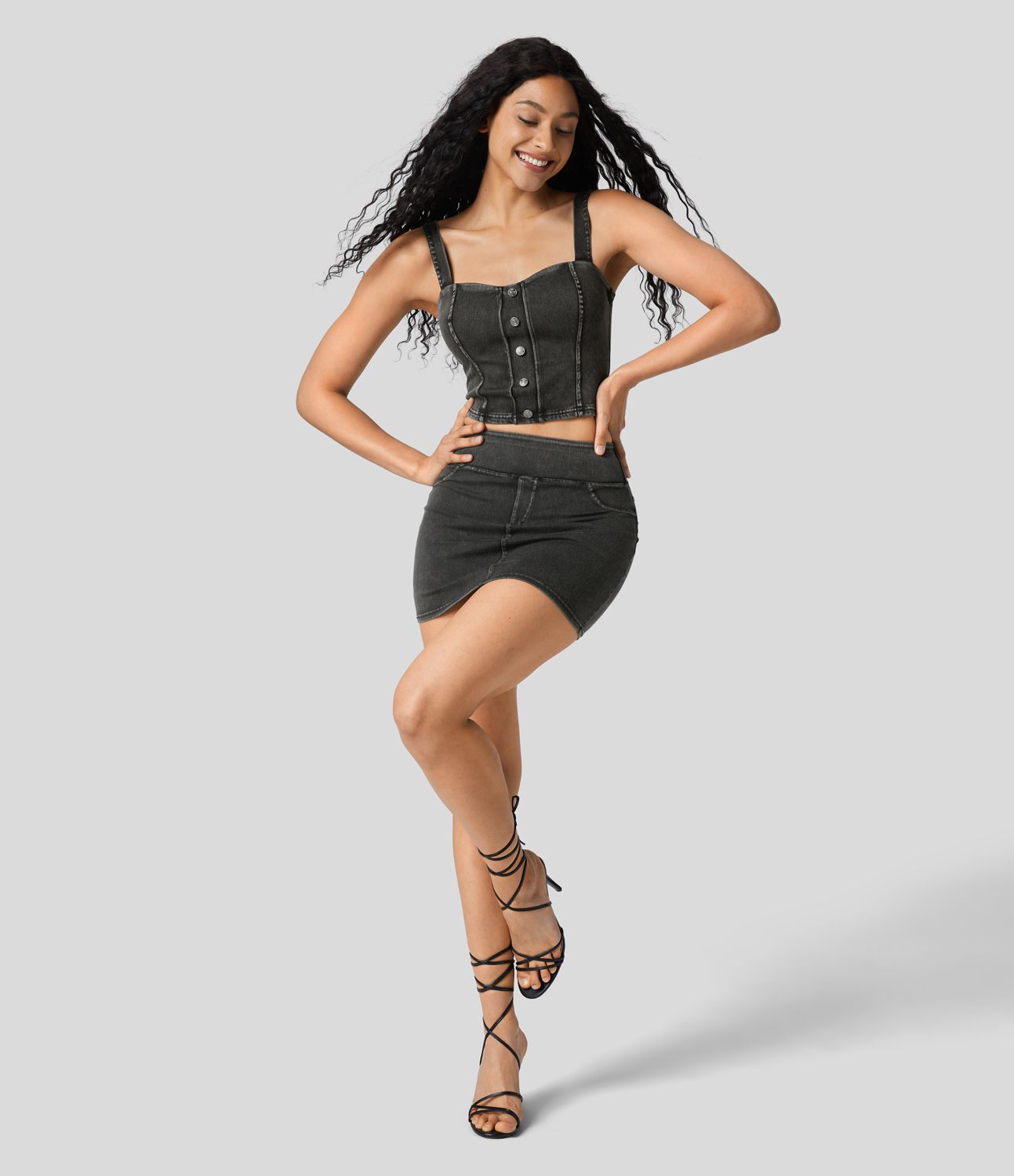 Halara Flex™ Yoga Tank Top in Thin, Stretchy Denim Knit