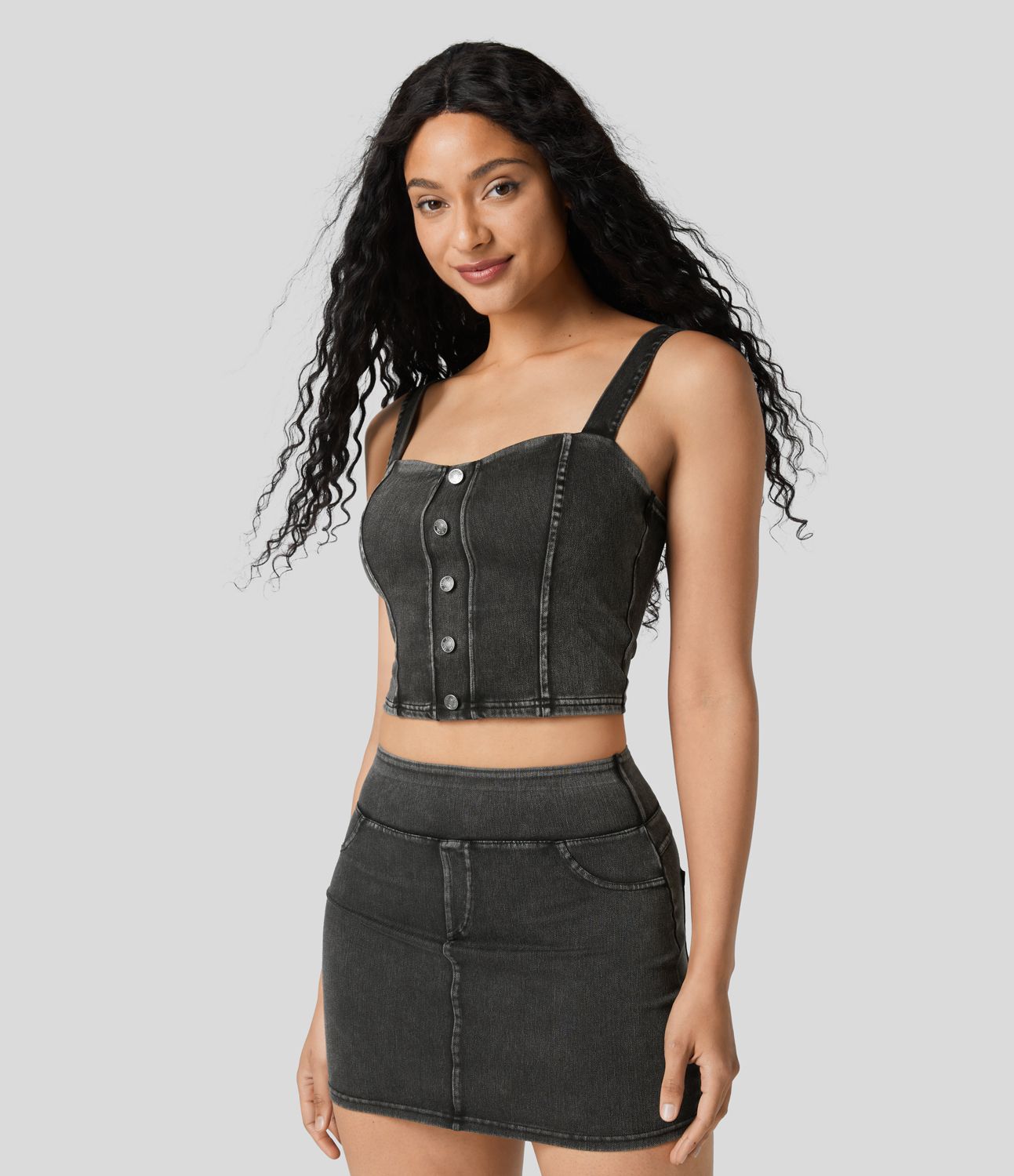 Halara Flex™ Yoga Tank Top in Thin, Stretchy Denim Knit