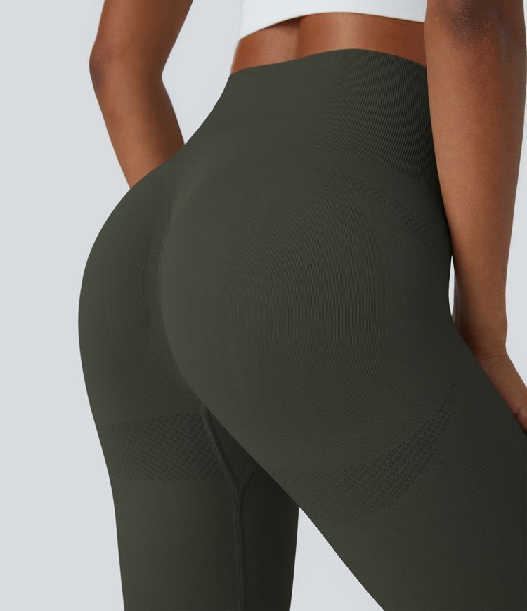 OneForm Seamless Flow High Waisted Ruched 7/8 Yoga Leggings