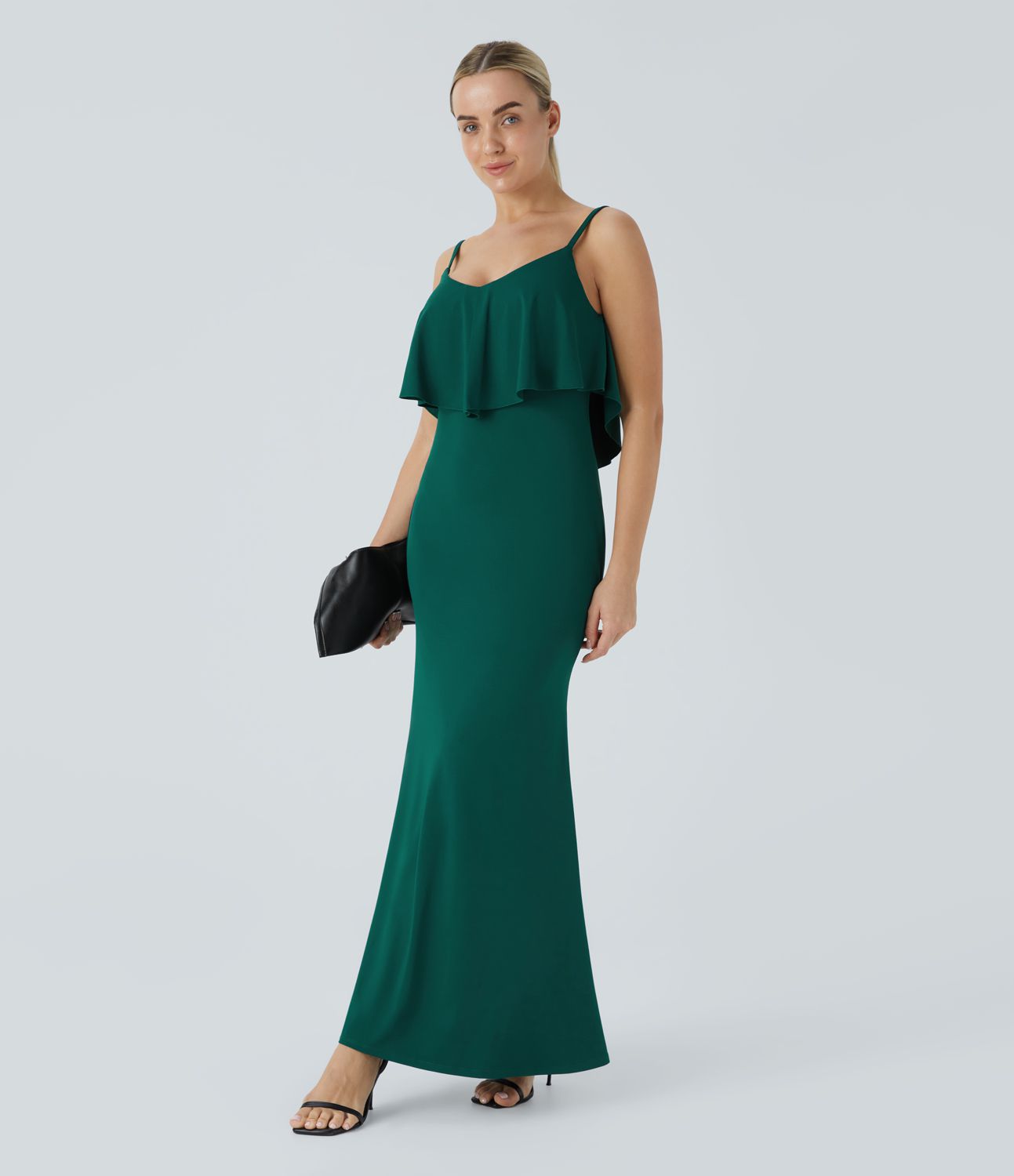 Adjustable Strap Ruffle Trim Guest Look Slip Dress