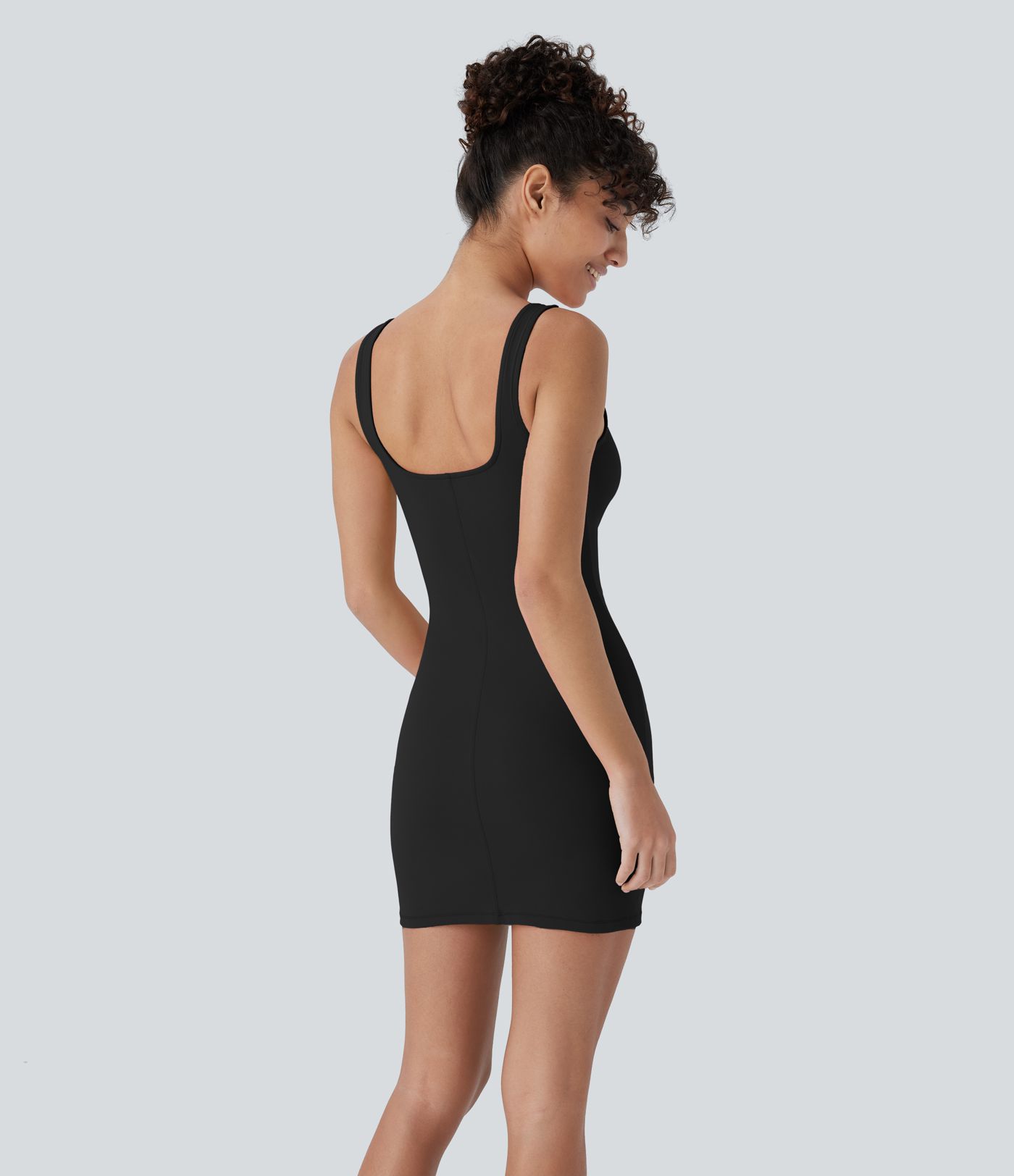 Square Neck Bodycon Mini Dance Tank Dress