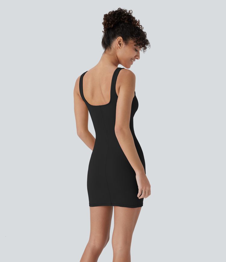 Square Neck Bodycon Mini Dance Tank Dress