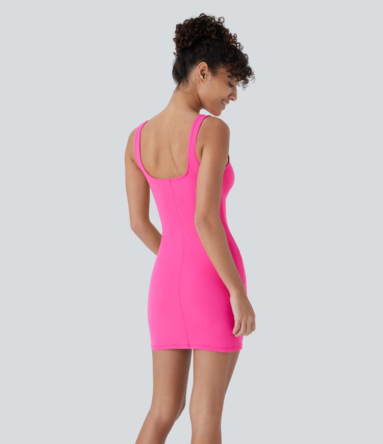  Square Neck Backless Bodycon Mini Dance Tank Dress