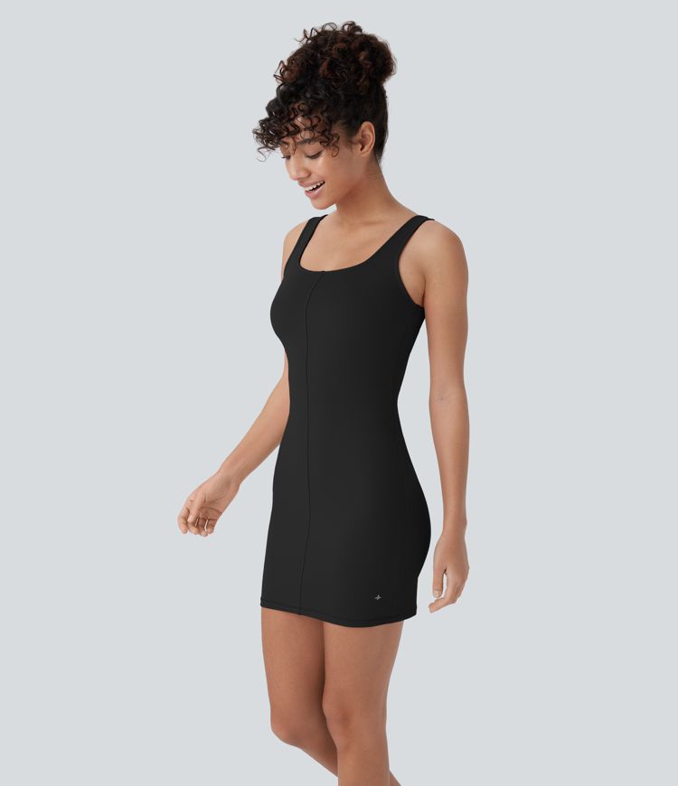 Square Neck Bodycon Mini Dance Tank Dress