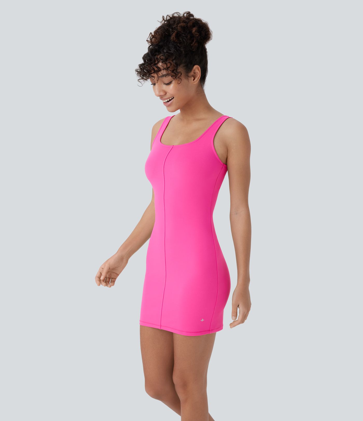  Square Neck Backless Bodycon Mini Dance Tank Dress