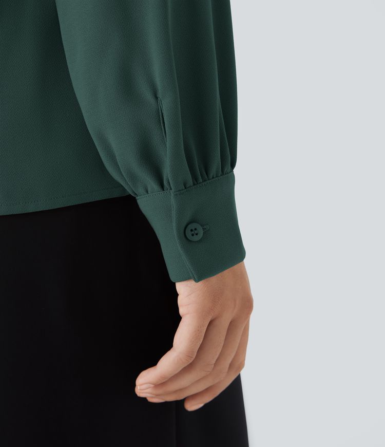 V Neck Long Sleeve Work Blouse