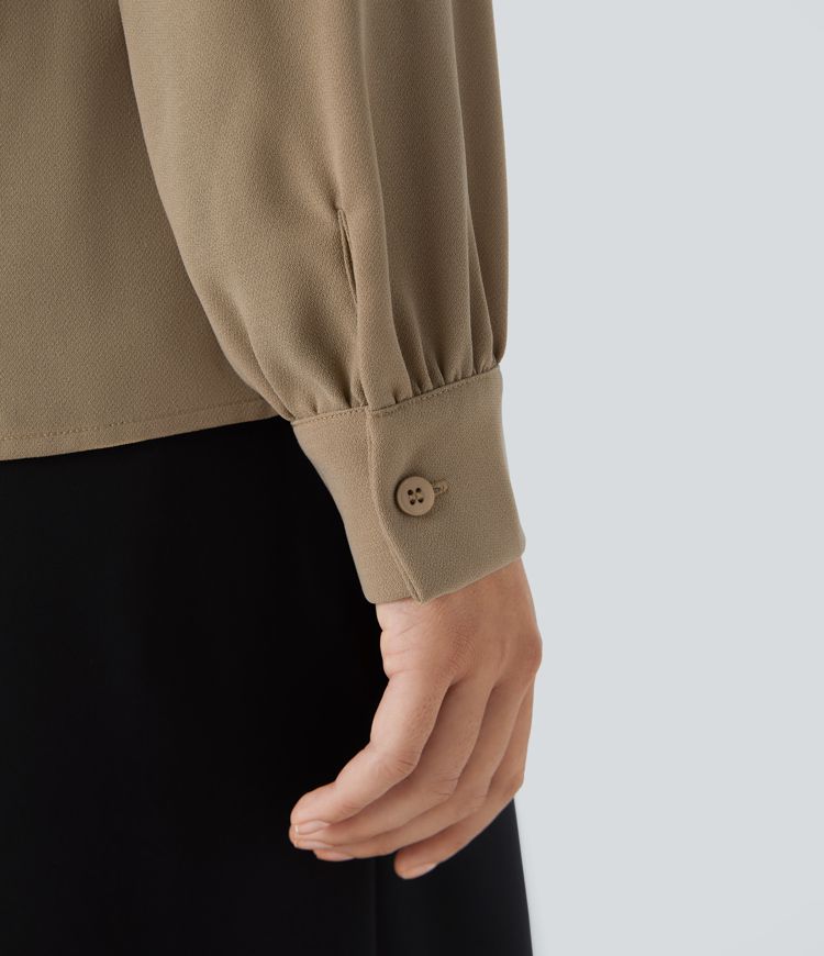 V Neck Long Sleeve Work Blouse