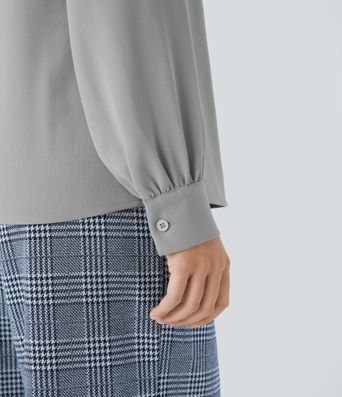 V Neck Long Sleeve Work Blouse