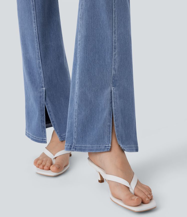 Jeans Halara Flex™ Denim tiro medio múltiple bolsillo lavado elástico abertura