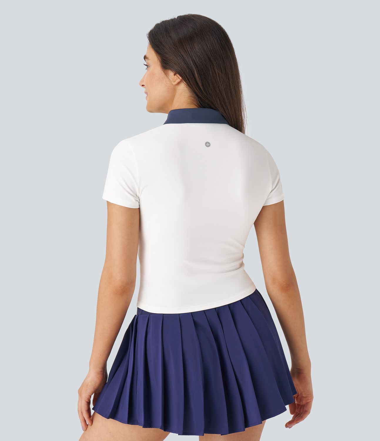 Polo collar half-zip short-sleeved tennis sports top