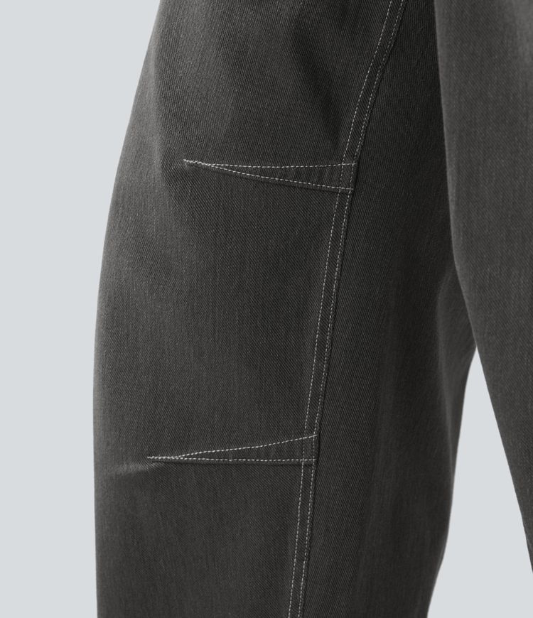 Halara Flex™ Mid Rise Pockets Barrel Leg Casual Jeans