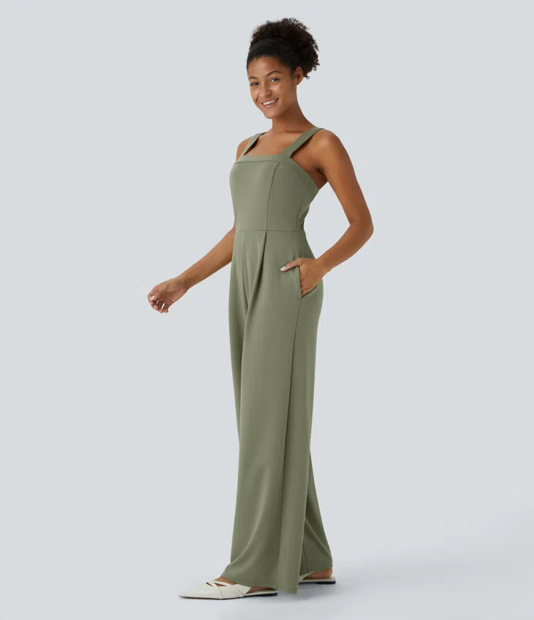 Adjustable Strap Side Pocket Casual Jumpsuit