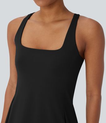 SoftlyZero™ Plush - 2-teiliges Yoga-Minikleid mit Seitentaschen und Cut-Out-Design - A-C Cups