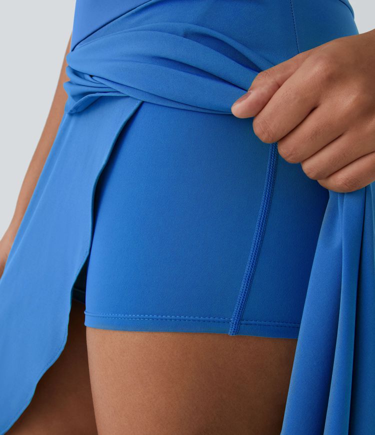 Falda Breezeful™ larga regular tiro alto volante alto bajo 2 en 1 fluida secado rápido