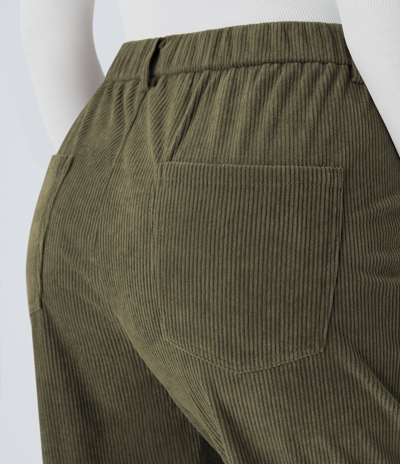 Lässige Cord-Jogginghose mit mittlerer Taille, Knopf, Reißverschluss und mehreren Taschen