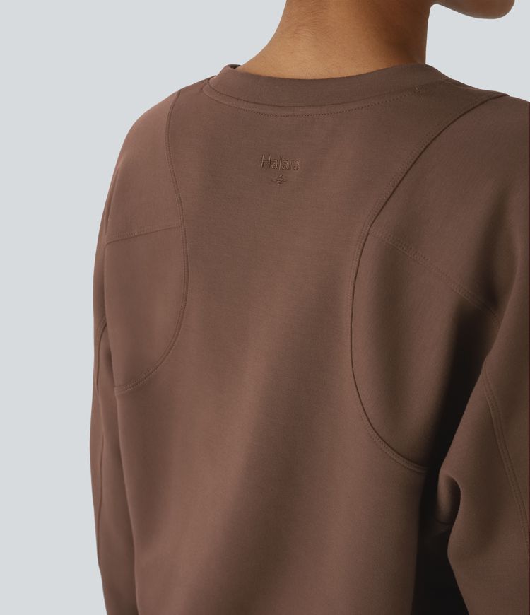 Sweatshirt Casual Solide à Manches Raglan et Col Rond