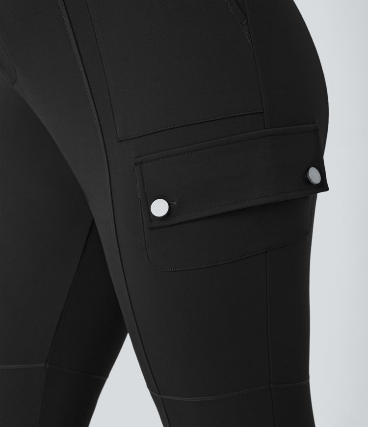 Pantalon cargo randonnée grande taille ajusté uni taille haute DayStretch avec poches zippées