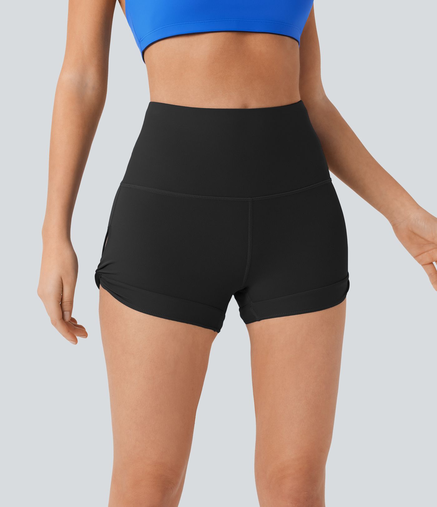 SoftlyZero™ High Waisted Pocket Cut Out Yoga Biker Shorts 2.5''-UPF50+