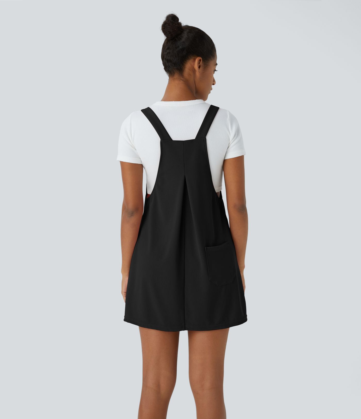 Vestido pichi tirante ajustable botones múltiple bolsillo plisado gofre