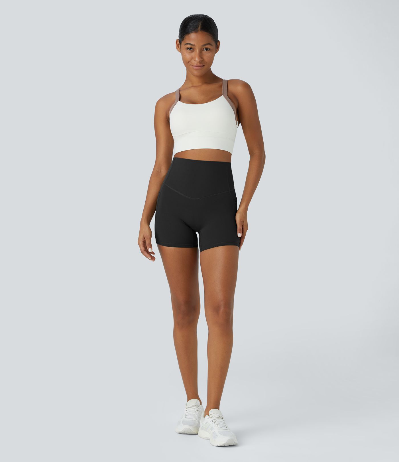 Halara UltraSculpt™ High Waisted Tummy Control Side Pocket Shaping Women Gym Running Biker Shorts 5''