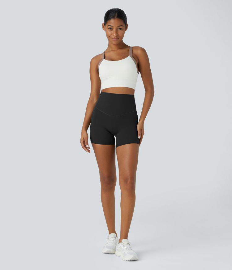 Halara UltraSculpt™ High Waisted Tummy Control Side Pocket Shaping Women Gym Running Biker Shorts 5''