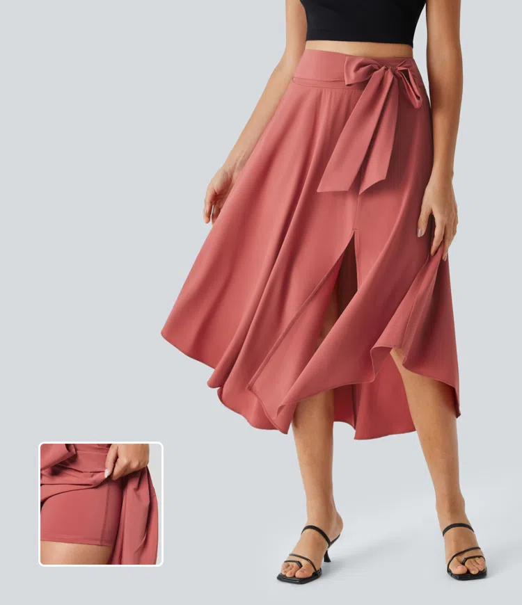 High waisted tie midi skirt clearance