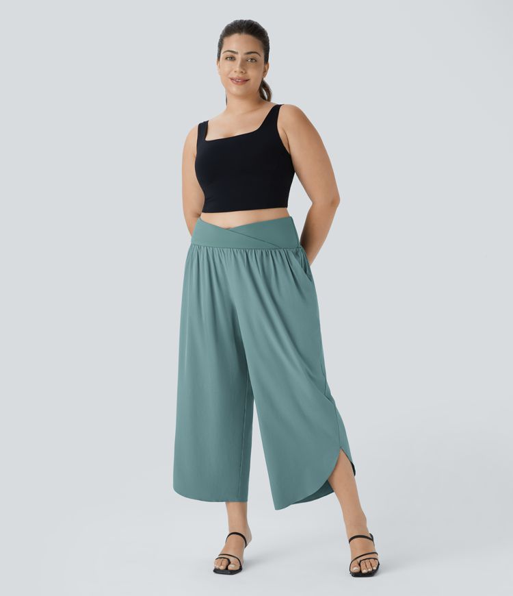Breezeful™ High Waisted Crossover Pocket Quick Dry Plus Size Pants
