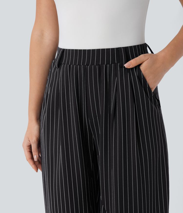 Halara Flex™ Mid Rise Pocket Barrel Leg Cool Touch Stripe Work Pants