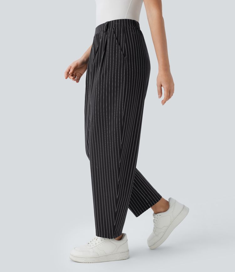 Halara Flex™ Mid Rise Pocket Barrel Leg Cool Touch Stripe Work Pants