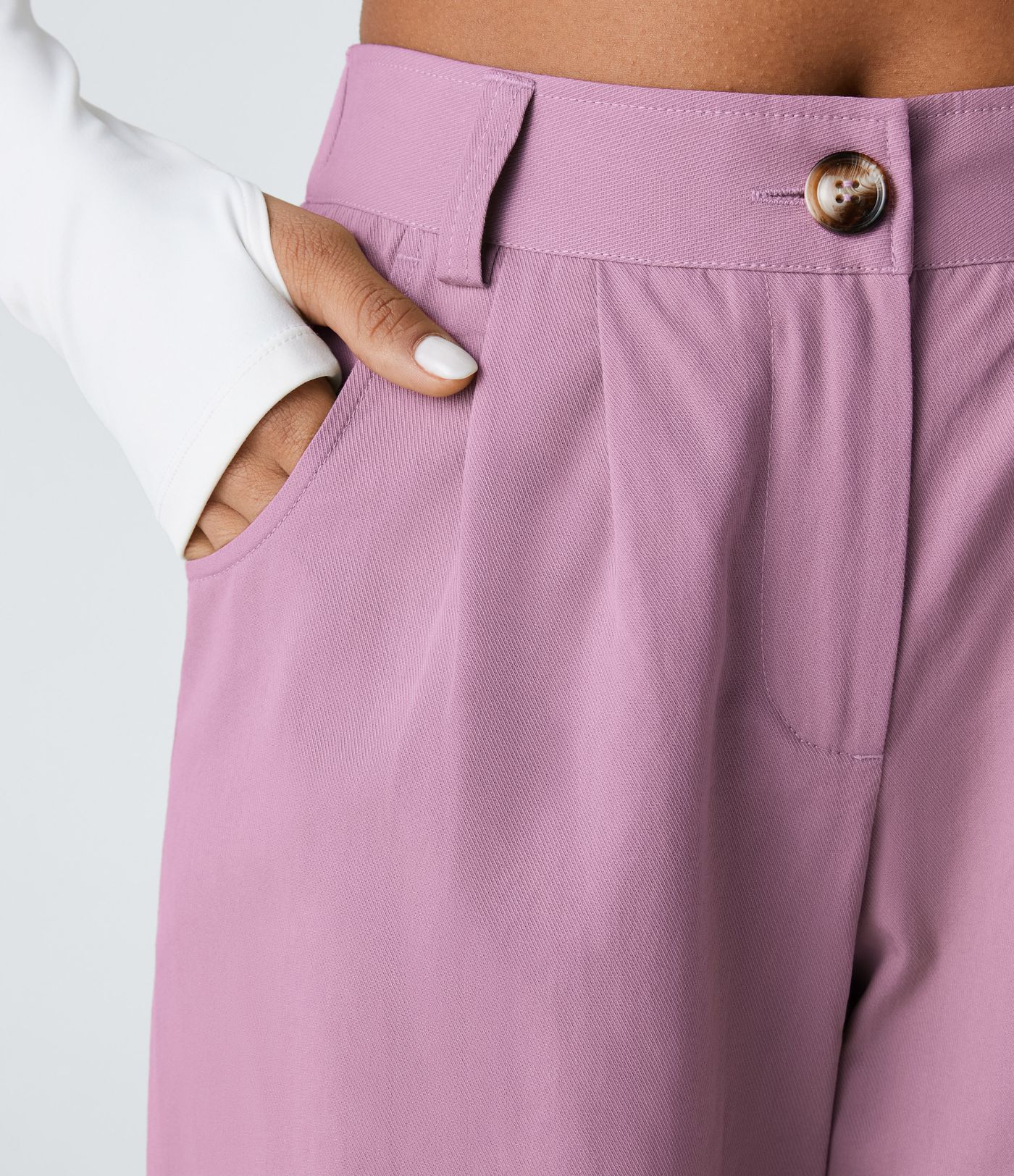 Mid Rise Button Zipper Side Pocket Casual Cotton Joggers