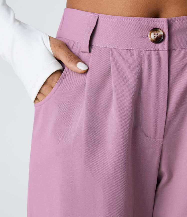 Mid Rise Button Zipper Side Pocket Casual Cotton Joggers