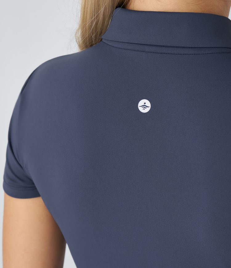 Top Sportif de Tennis à Col Polo Manches Courtes et Zip Demi-longueur