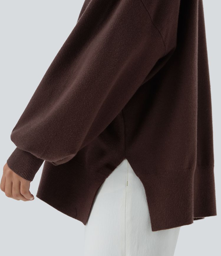 Round Neck Dropped Shoulder Long Sleeve Casual Jumper