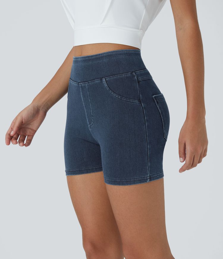Halara Flex™ High Waisted Pocket Denim Casual Shorts 3"