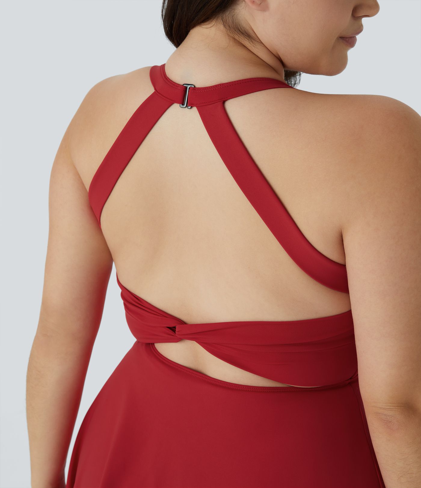 Cut Out Pocket 2-in-1 Exercise Plus Size Dress-Easy Peezy