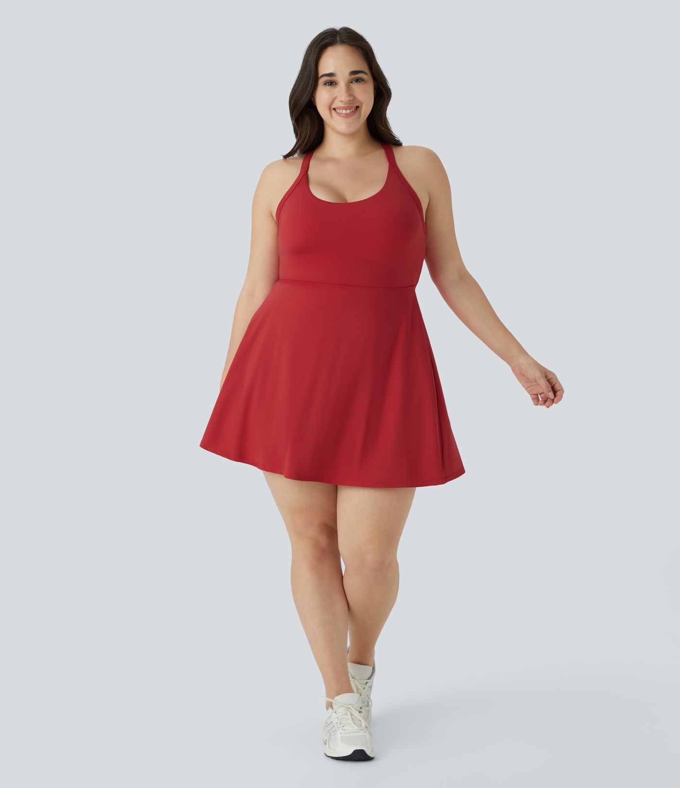 Cut Out Pocket 2-in-1 Exercise Plus Size Dress-Easy Peezy