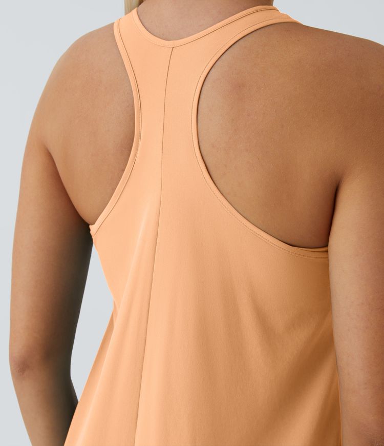 Breezeful™ Backless Racerback Side Pocket High Low Flowy Midi Quick Dry Casual Dress A-C Cups