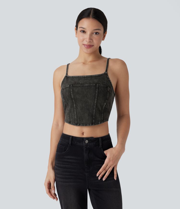 Halara Flex™ Denim Cropped Casual Tank Top