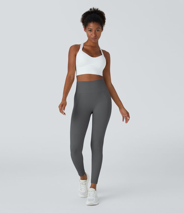 Legging de yoga 7/8 sans couture Seamless taille haute, froncé