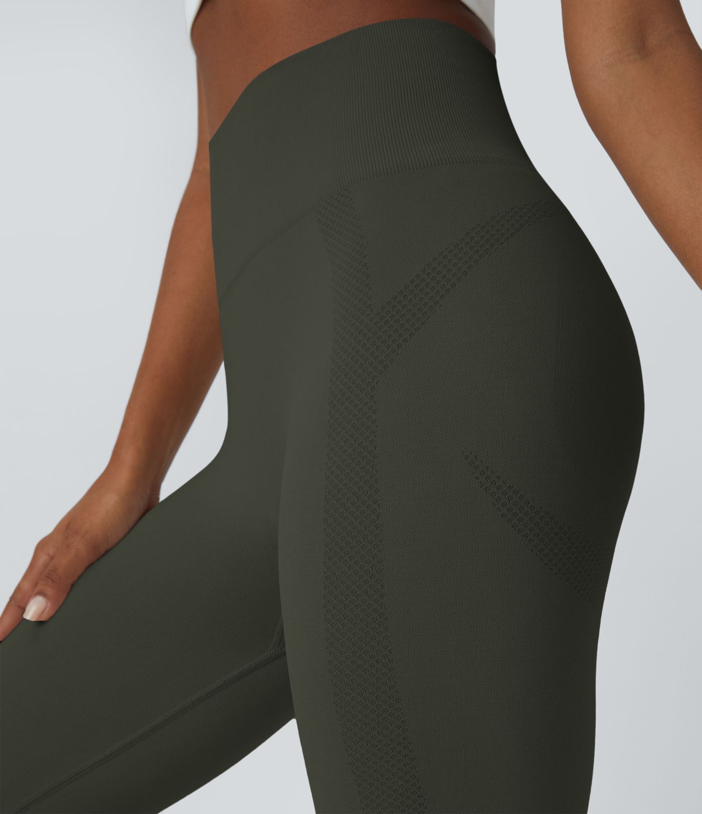 OneForm Seamless Flow High Waisted Ruched 7/8 Yoga Leggings