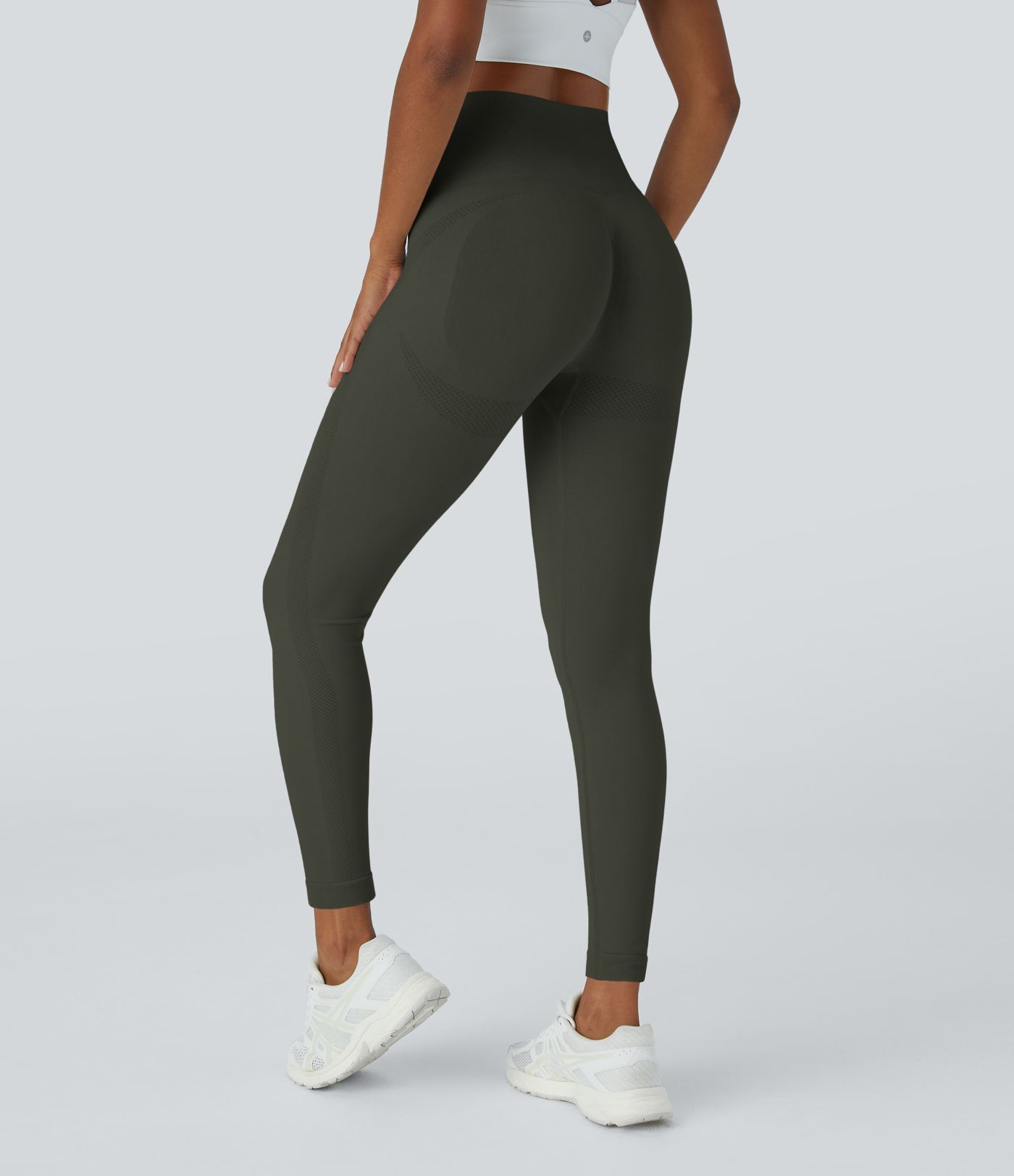 OneForm Seamless Flow High Waisted Ruched 7/8 Yoga Leggings