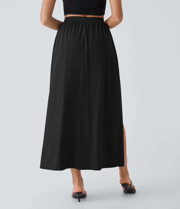 Breezeful™ High Waisted Tie Front Flowy 2-in-1 Maxi Quick Dry Casual Skirt