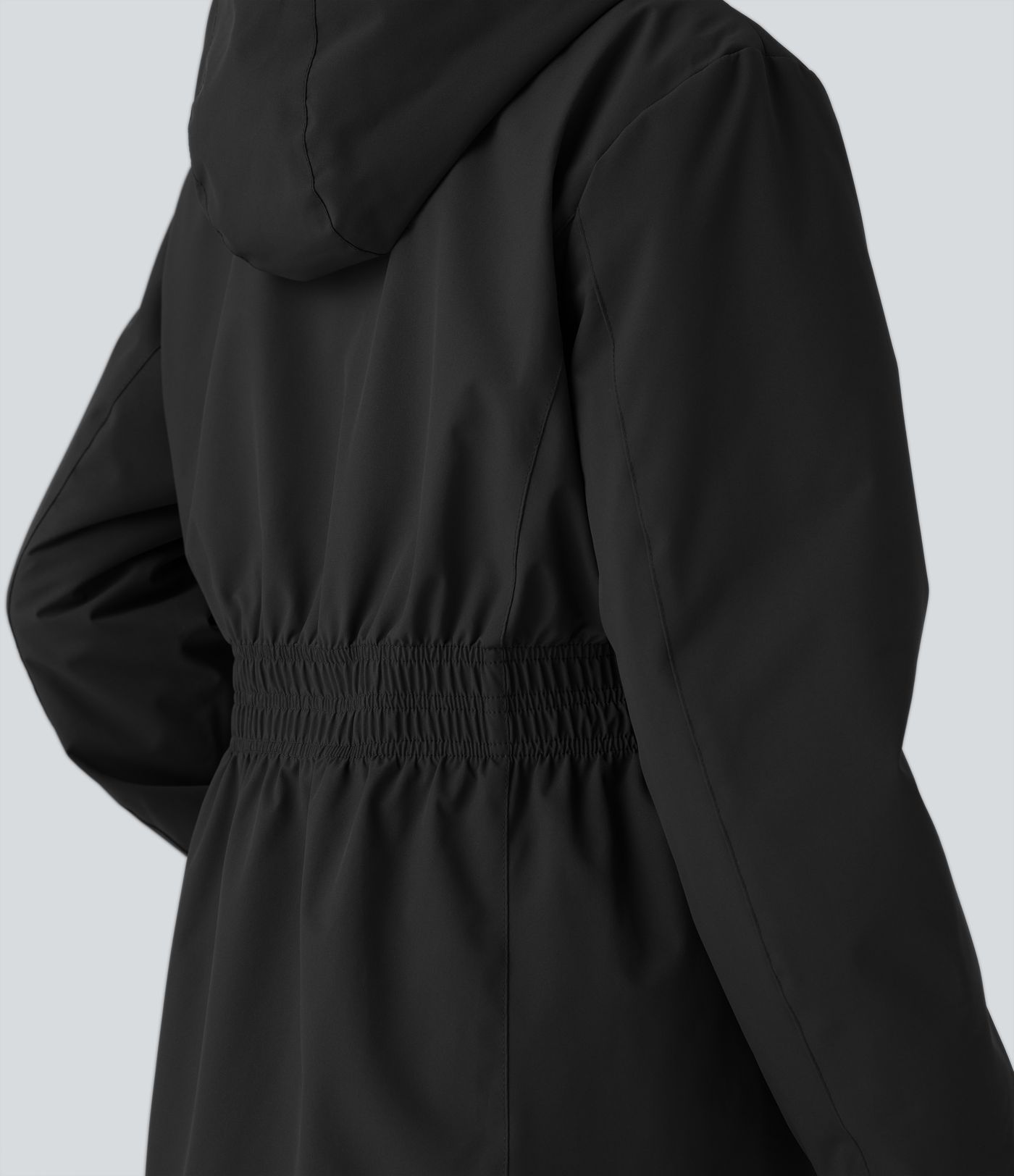 Veste longue de randonnée en polaire avec capuche amovible et col montant