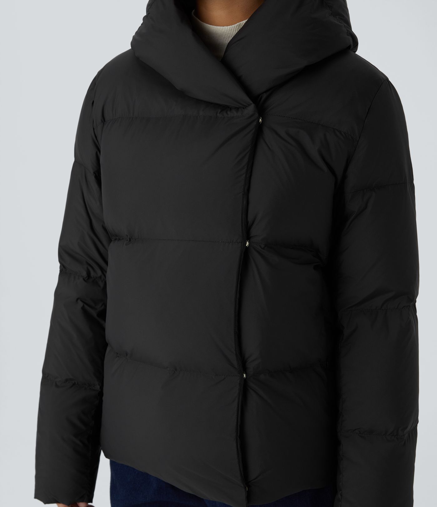 Water Repellent Hooded Side Zipper Pocket Snap Relaxed Casual Puffer Down Jacket