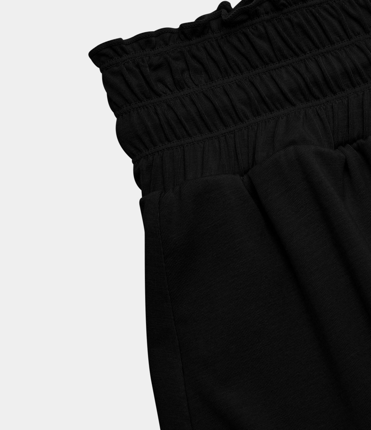 Pantalón corto apilado fluido cordón tiro alto elástico volante 7.5cm