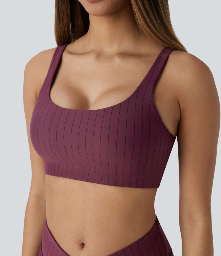 Low Support U Neck Backless Stripe  Yoga Sports Bra